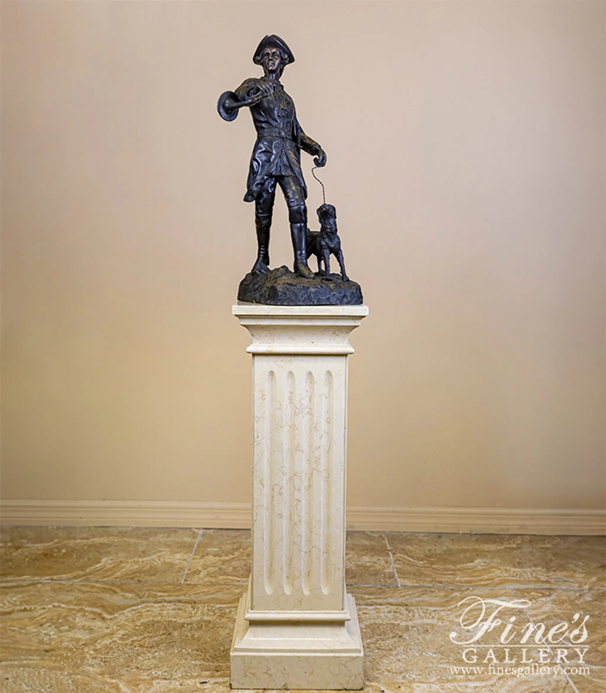 Bronze Statues - Colonial Man Fox Hunt In Bronze - BS-1046